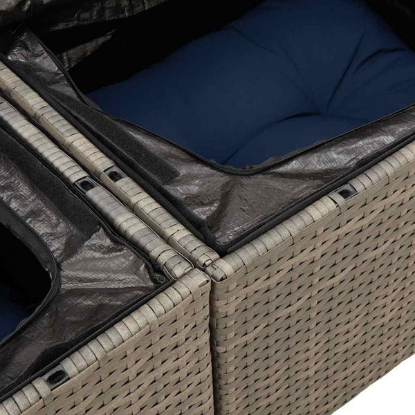 vidaXL 10-piece Garden Sofa Set with Cushions Grey Poly Rattan Acacia