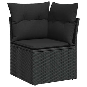 vidaXL 11-pc. Garden Sofa Set with Cushions Black Poly Rattan