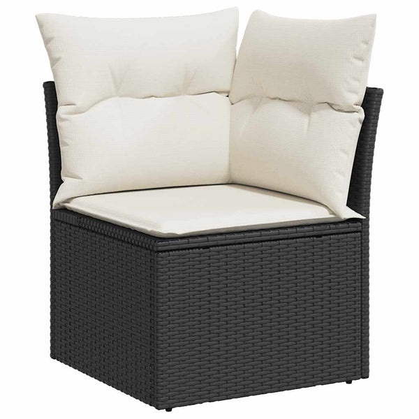 vidaXL 11-pc. Garden Sofa Set with Cushions Black Poly Rattan