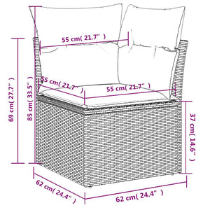 vidaXL 11-pc. Garden Sofa Set with Cushions Black Poly Rattan