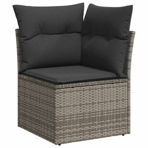 vidaXL 11-pc. Garden Sofa Set with Cushions Grey Poly Rattan Acacia