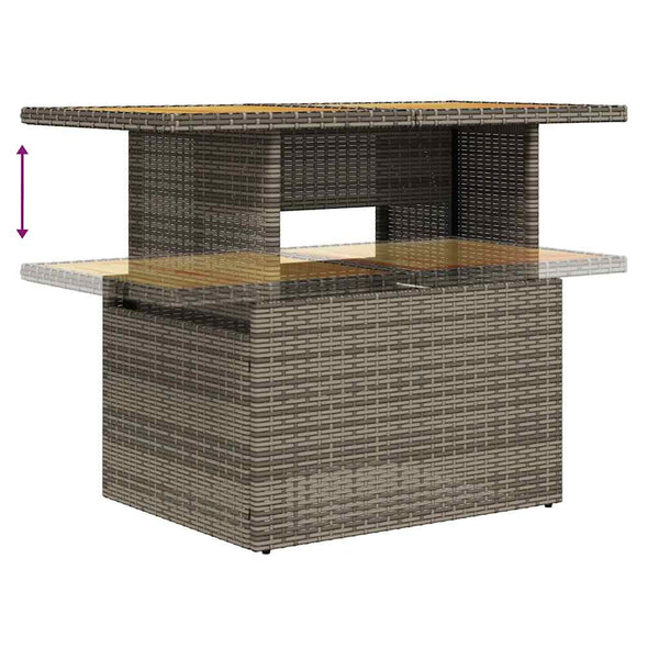 vidaXL 11-pc. Garden Sofa Set with Cushions Grey Poly Rattan Acacia