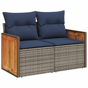 vidaXL 11-pc. Garden Sofa Set with Cushions Grey Poly Rattan Acacia