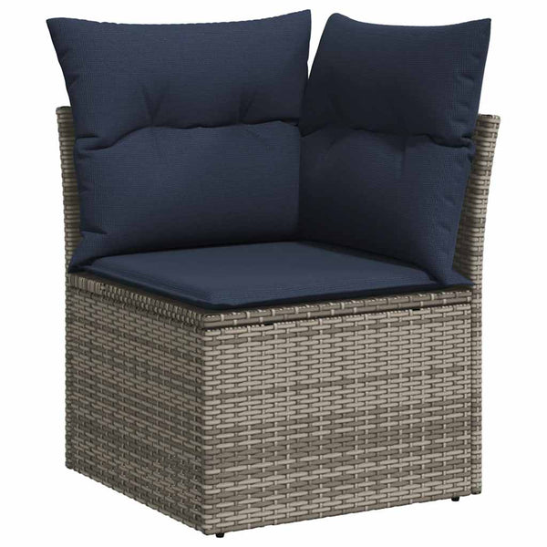 vidaXL 11-pc. Garden Sofa Set with Cushions Grey Poly Rattan Acacia