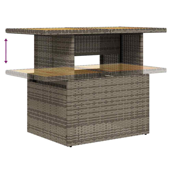 vidaXL 11-pc. Garden Sofa Set with Cushions Grey Poly Rattan Acacia