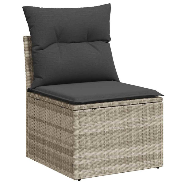 vidaXL 7-piece Garden Sofa Set with Cushions Light Grey Poly Rattan