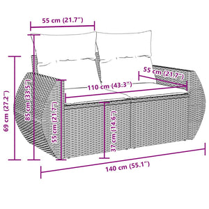vidaXL 7-piece Garden Sofa Set with Cushions Light Grey Poly Rattan