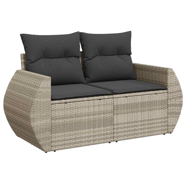 vidaXL 7-piece Garden Sofa Set with Cushions Light Grey Poly Rattan