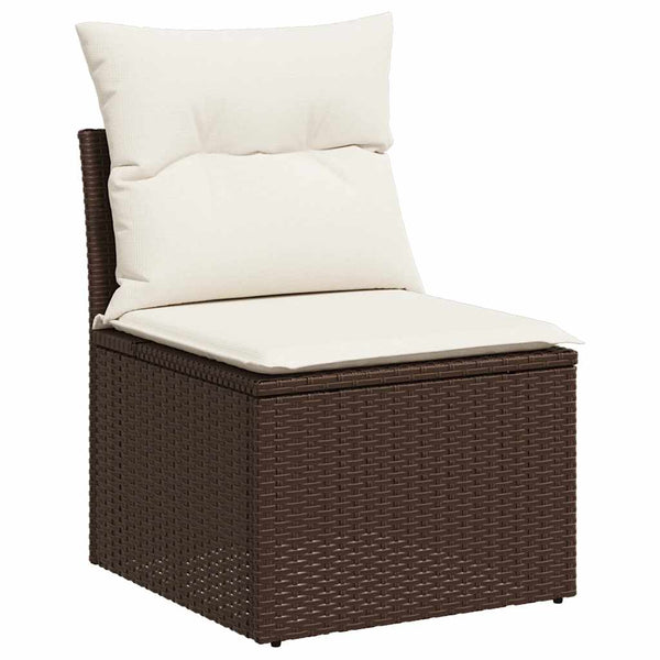 vidaXL 7-Piece Garden Sofa Set with Cushions Brown Poly Rattan