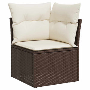 vidaXL 7-Piece Garden Sofa Set with Cushions Brown Poly Rattan