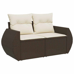 vidaXL 7-Piece Garden Sofa Set with Cushions Brown Poly Rattan