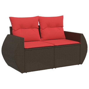 vidaXL 7-Piece Garden Sofa Set with Cushions Brown Poly Rattan