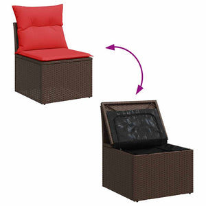 vidaXL 7-Piece Garden Sofa Set with Cushions Brown Poly Rattan