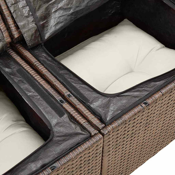 6-tlg. Garten Sofagarnitur Braun Poly Rattan