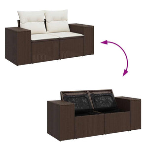 6-tlg. Garten Sofagarnitur Braun Poly Rattan