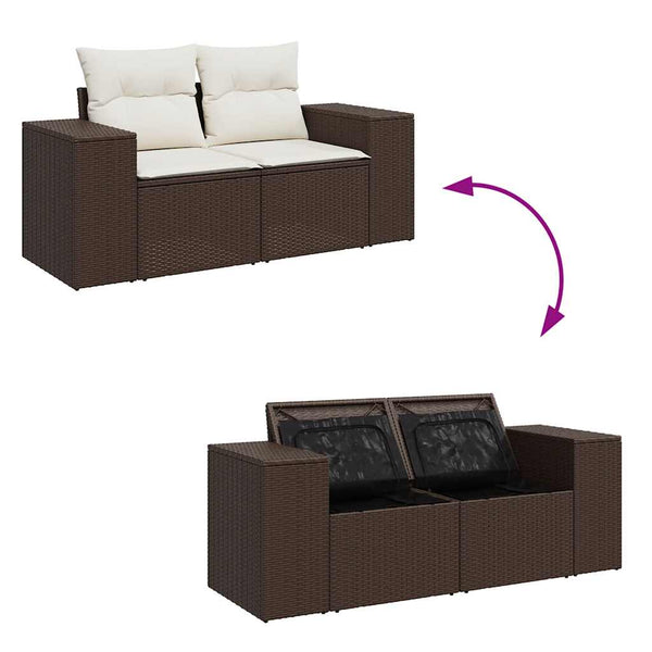 6-tlg. Garten Sofagarnitur Braun Poly Rattan