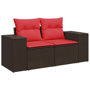6-tlg. Garten Sofagarnitur Braun Poly Rattan