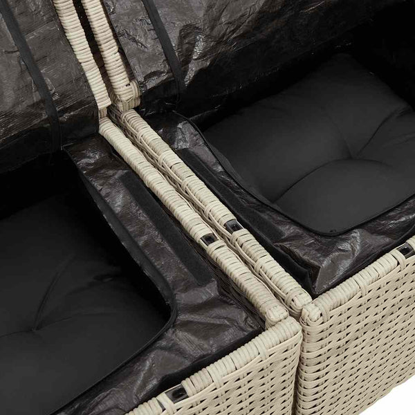 vidaXL 8-piece Garden Sofa Set with Cushions Light Grey Poly Rattan