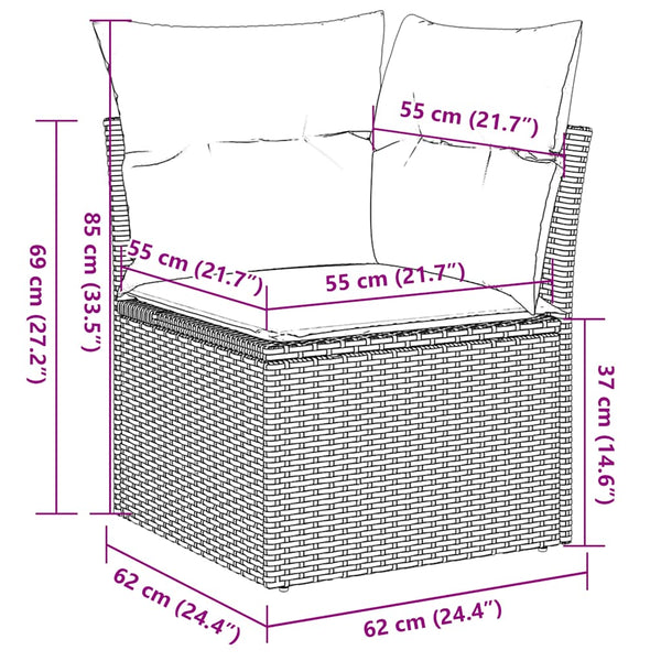 vidaXL 8-piece Garden Sofa Set with Cushions Light Grey Poly Rattan