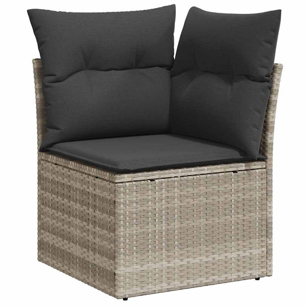 vidaXL 8-piece Garden Sofa Set with Cushions Light Grey Poly Rattan