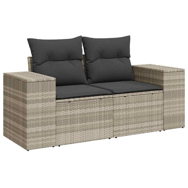 vidaXL 8-piece Garden Sofa Set with Cushions Light Grey Poly Rattan