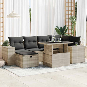 vidaXL 8-piece Garden Sofa Set with Cushions Light Grey Poly Rattan