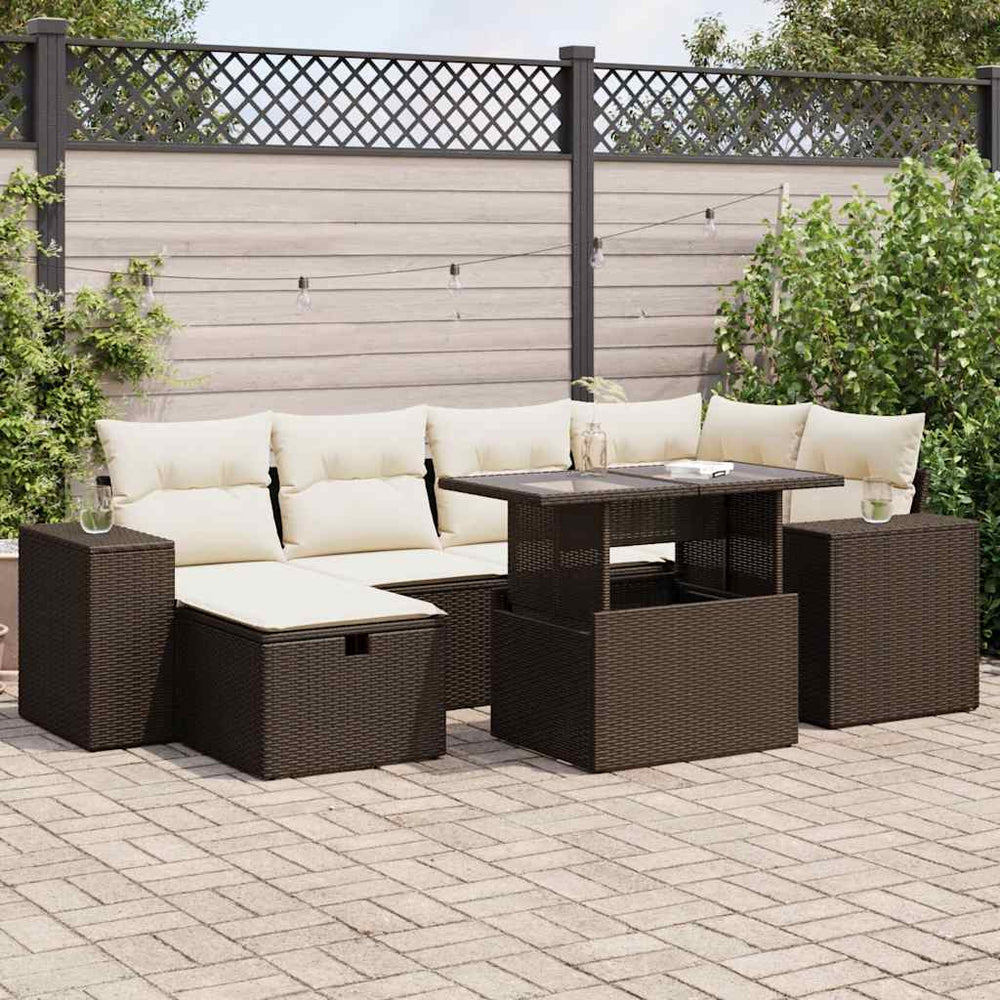 vidaXL 8-Piece Garden Sofa Set with Cushions Brown Poly Rattan