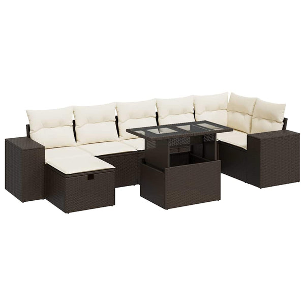 vidaXL 5-Piece Garden Sofa Set with Cushions Brown Poly Rattan