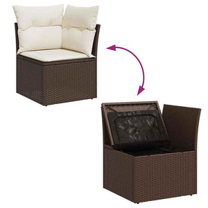 vidaXL 5-Piece Garden Sofa Set with Cushions Brown Poly Rattan