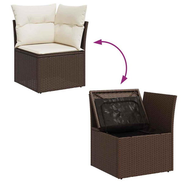 vidaXL 5-Piece Garden Sofa Set with Cushions Brown Poly Rattan