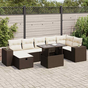 vidaXL 5-Piece Garden Sofa Set with Cushions Brown Poly Rattan