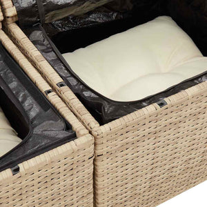 vidaXL 9-piece Garden Sofa Set with Cushions Beige Poly Rattan