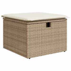 vidaXL 9-piece Garden Sofa Set with Cushions Beige Poly Rattan