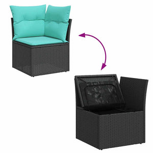 vidaXL 9-piece Garden Sofa Set with Cushions Brown Poly Rattan Acacia