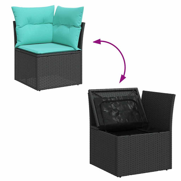 vidaXL 9-piece Garden Sofa Set with Cushions Brown Poly Rattan Acacia