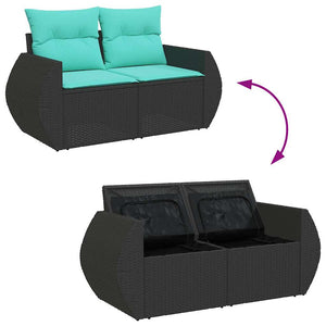 vidaXL 9-piece Garden Sofa Set with Cushions Brown Poly Rattan Acacia