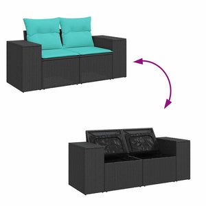 vidaXL 7-Piece Garden Sofa Set with Cushions Grey Poly Rattan Acacia