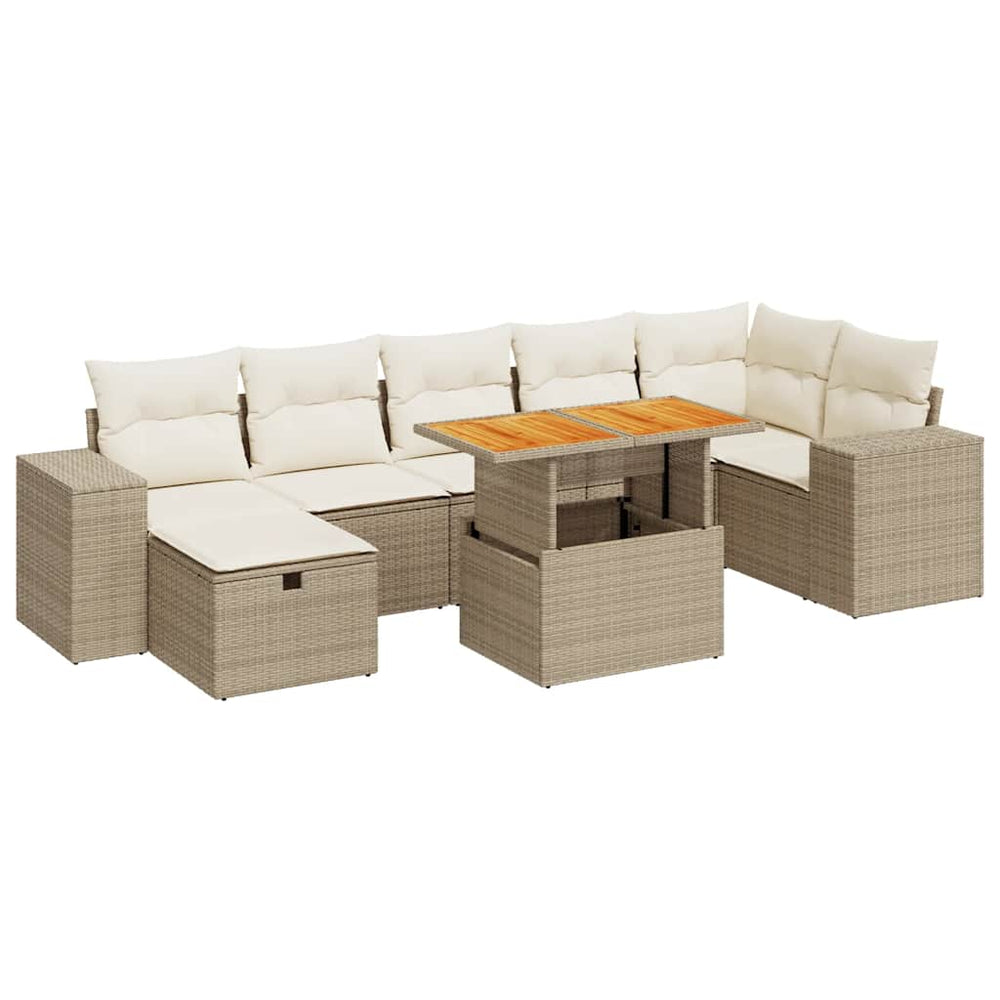 5-tlg. Garten Sofagarnitur Beige Poly Rattan