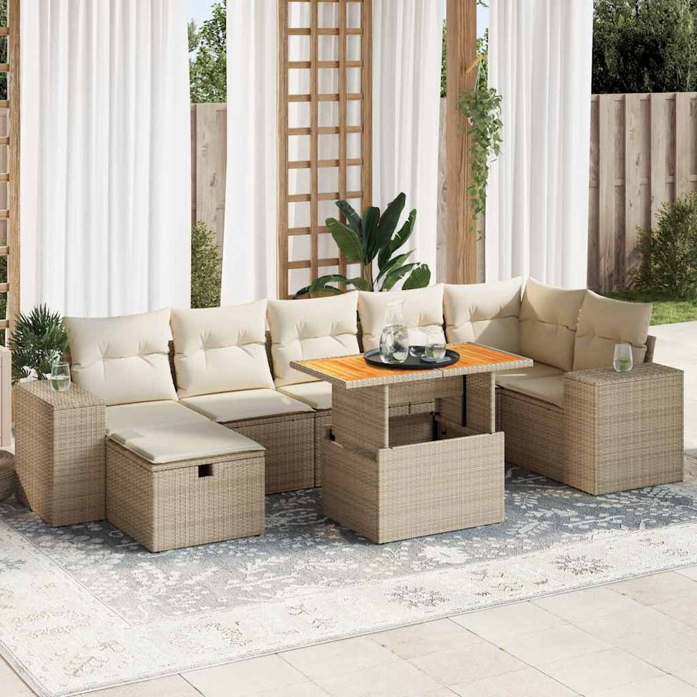 5-tlg. Garten Sofagarnitur Beige Poly Rattan