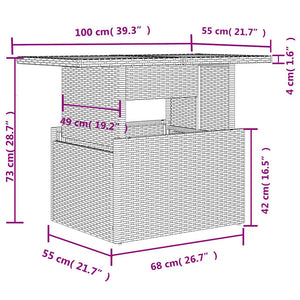 vidaXL 6-Seater Garden Sofa Set with Cushions Grey Poly Rattan Acacia