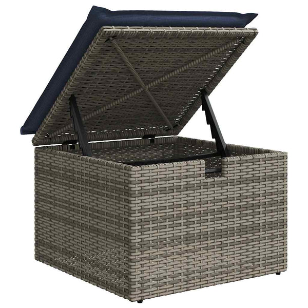 vidaXL 6-Seater Garden Sofa Set with Cushions Grey Poly Rattan Acacia