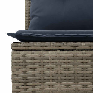 vidaXL 6-Seater Garden Sofa Set with Cushions Grey Poly Rattan Acacia