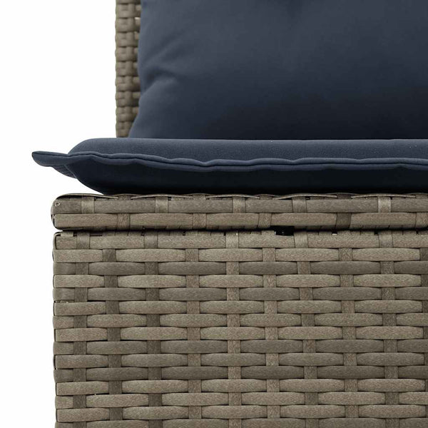 vidaXL 6-Seater Garden Sofa Set with Cushions Grey Poly Rattan Acacia