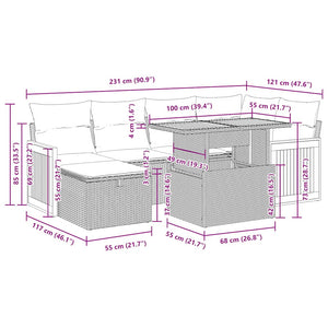 vidaXL 8-piece Garden Sofa Set with Cushions Black Poly Rattan
