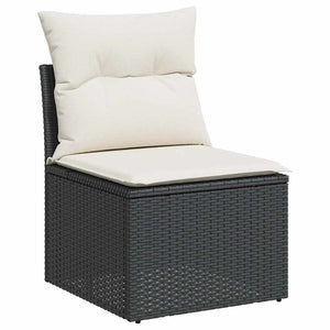 vidaXL 8-piece Garden Sofa Set with Cushions Black Poly Rattan