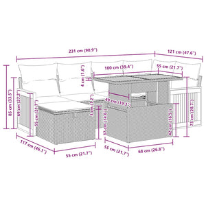 vidaXL 8-piece Garden Sofa Set with Cushions Black Poly Rattan
