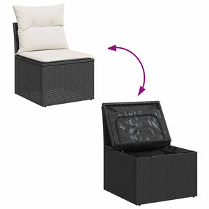 vidaXL 8-piece Garden Sofa Set with Cushions Black Poly Rattan