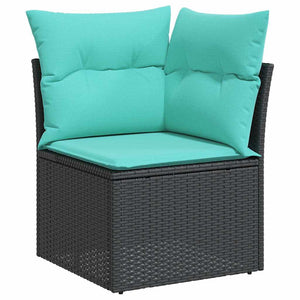 vidaXL 7-Piece Garden Sofa Set with Cushions Brown Poly Rattan Acacia