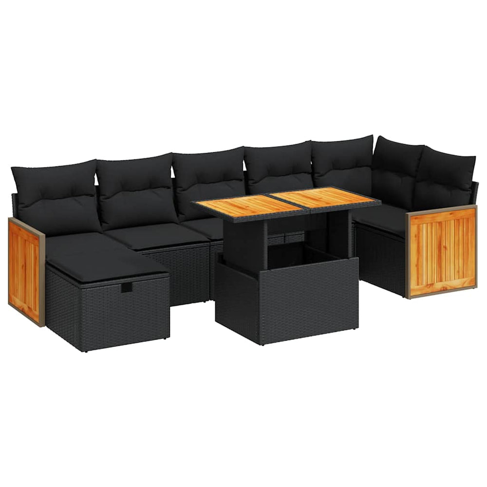 vidaXL 5-Piece Garden Sofa Set with Cushions Black Poly Rattan