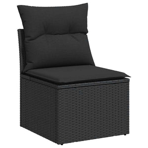 vidaXL 5-Piece Garden Sofa Set with Cushions Black Poly Rattan